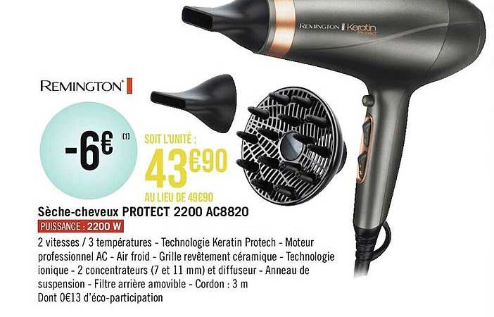 sèche-cheveux protect 2200 ac8820 remington
