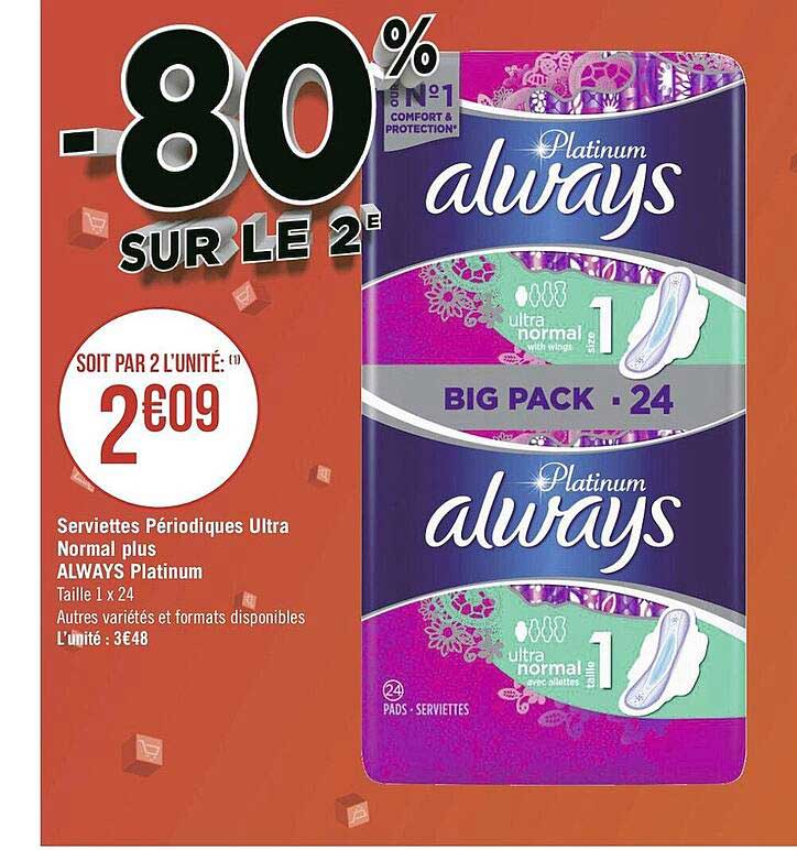 serviettes périodiques ultra normal plus always platinum