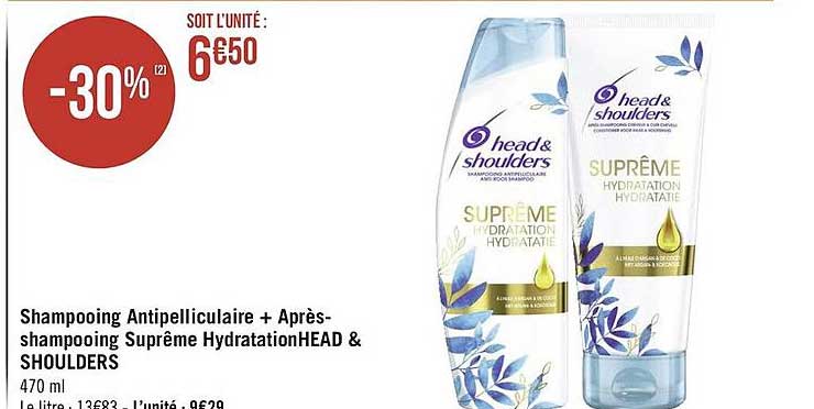 shampooing antipelliculaire + après-shampooing suprême hydratation head & shoulders