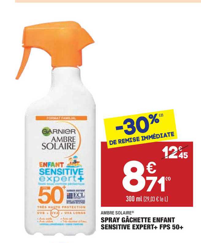 spray gâchette enfant sensitive expert+ fps 50+ ambre solaire