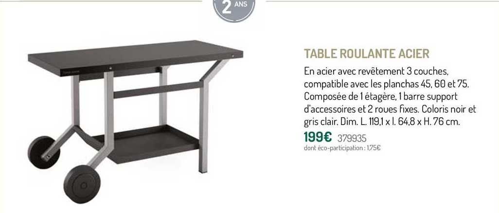 Table Roulante Acier