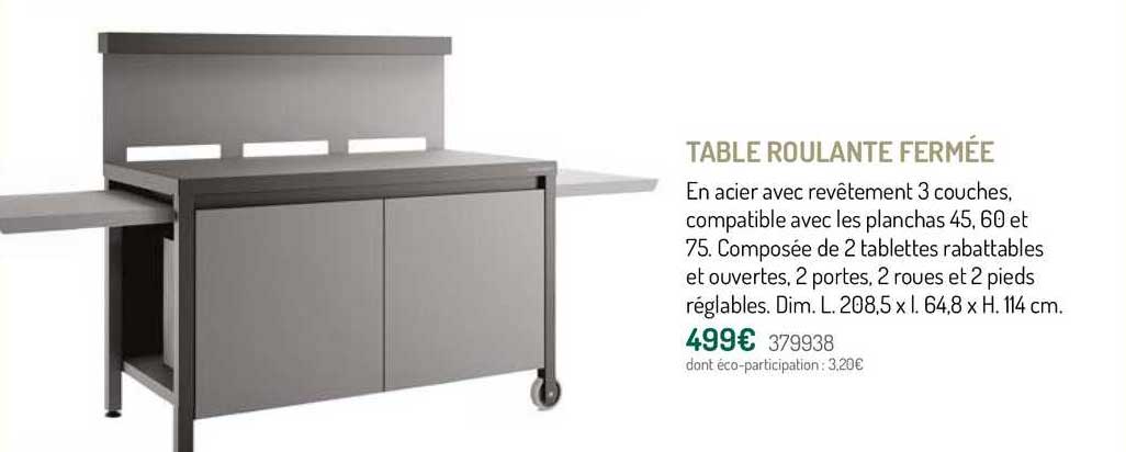 table roulante fermée