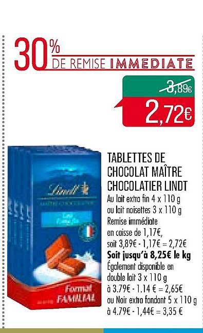 tablettes de chocolat maître chocolatier lindt