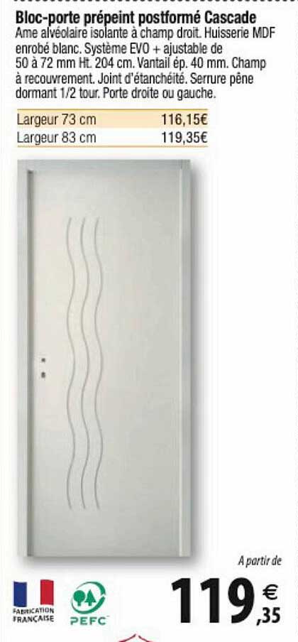 bloc-porte prépeint postformé cascade
