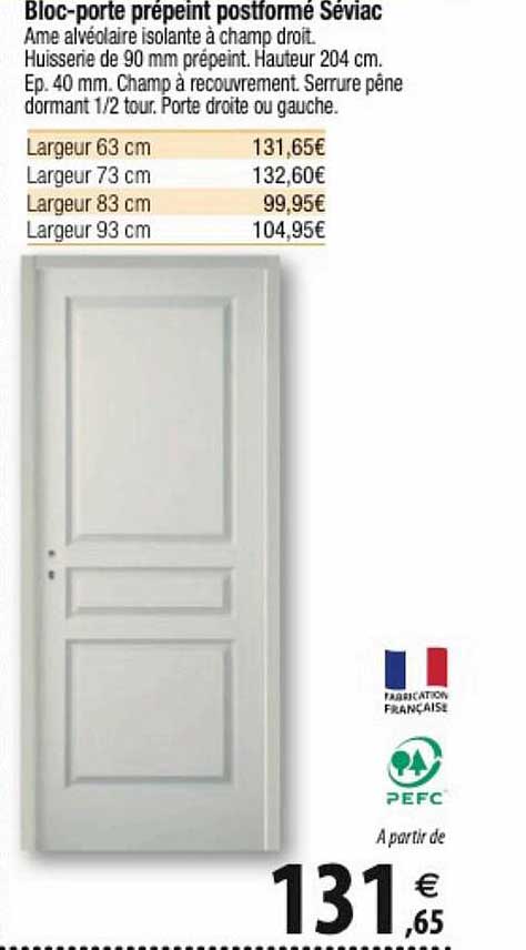 bloc-porte prépeint postformé séviac