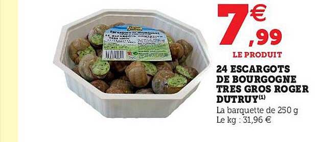 24 escargots de bourgogne très gros roger dutruy