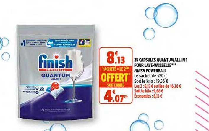 35 capsules quantum all in 1 pour lave-vaisselle finish powerball