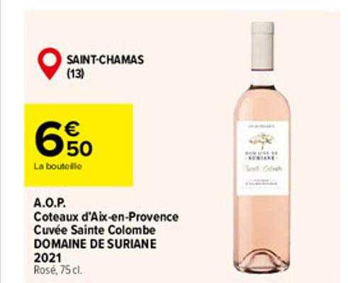 a.o.p. coteaux d'aix-en-provence cuvée sainte colombe domaine de suriane 2021