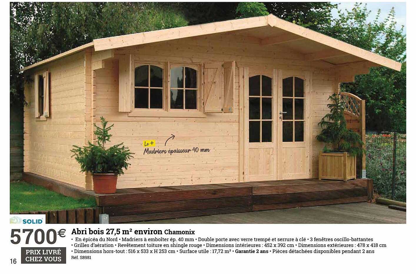 abri bois 27.5 m2 environ chamonix solid