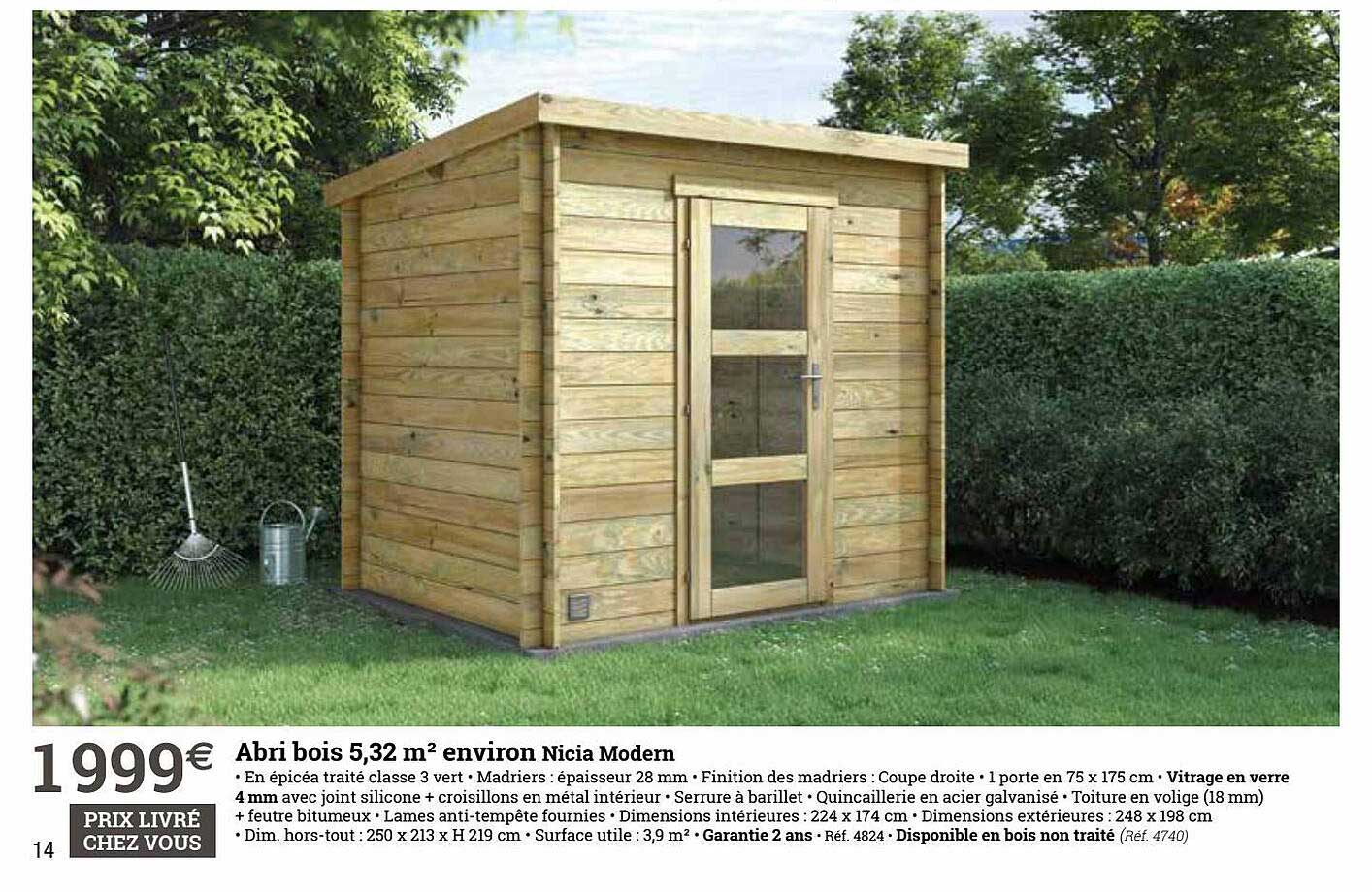 abri bois 5.32 m2 environ nicia modern