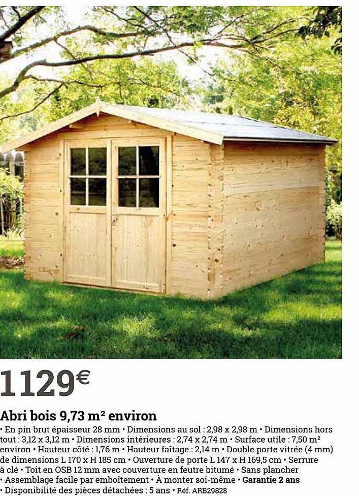 abri bois 9.73 m2 environ