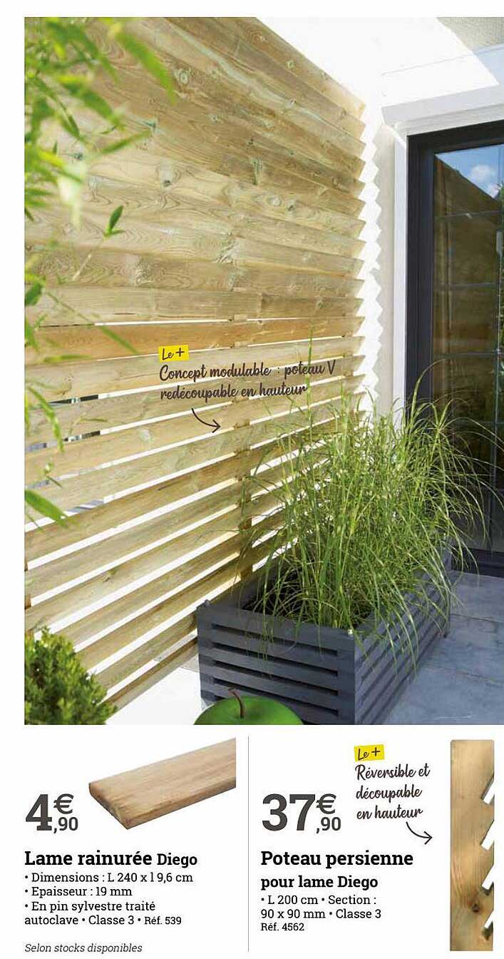 alem rainurée diego poteau persienne pour lame diego