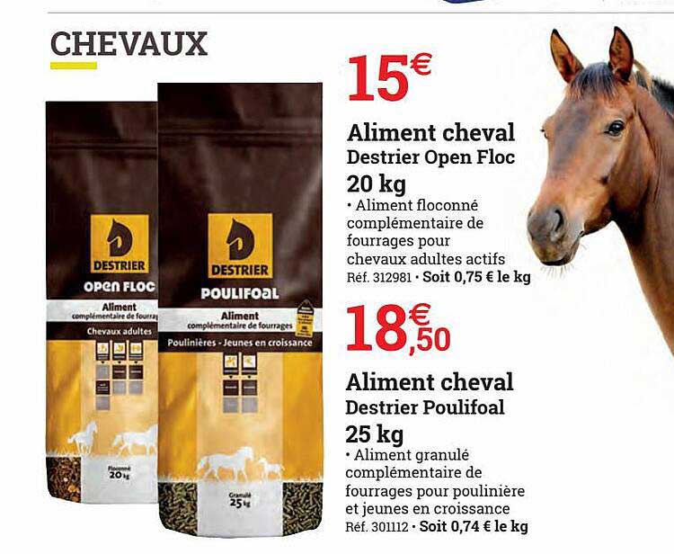 aliment cheval destrier open floc 20 kg aliment cheval destrier pulifoal 25 kg