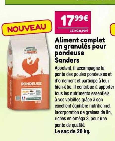 aliment complet en granulés pour pondeuse sanders