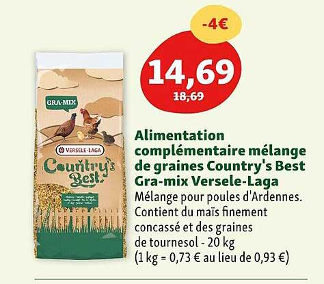 alimentation complémentaire mélange de graine country's best gra-mix versele-laga