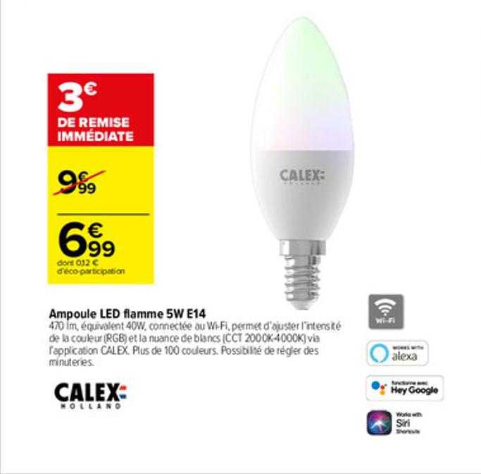ampoule led flamme 5w e14 calex