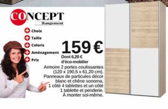 Armoire 2 Portes Coulissantes Concept Rangement