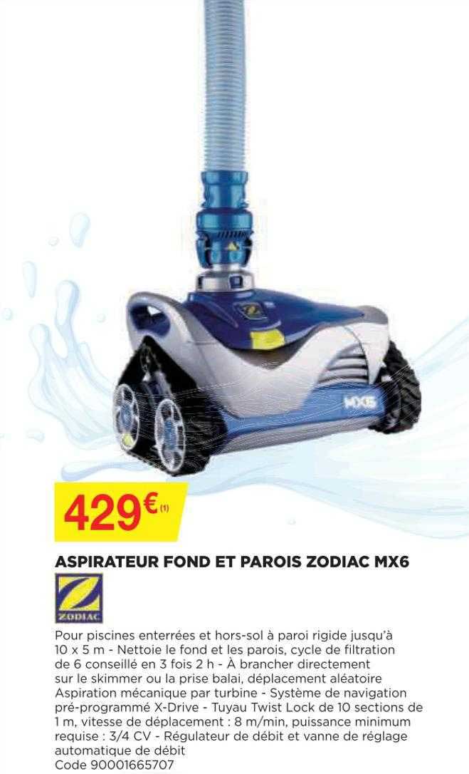 aspirateur fond et parois zodiac mx6
