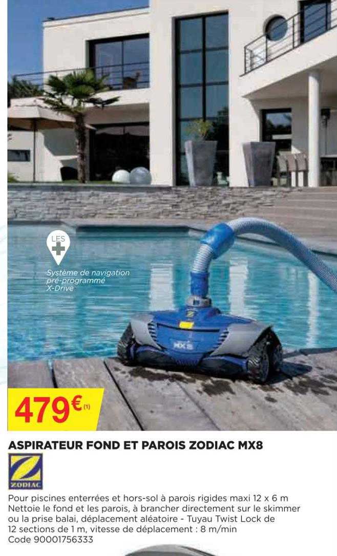 aspirateur fond et parois zodiac mx8