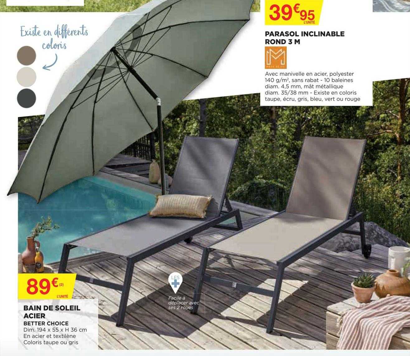 Bain De Soleil Acier Better Choice Parasol Inclinable Rond 3 M