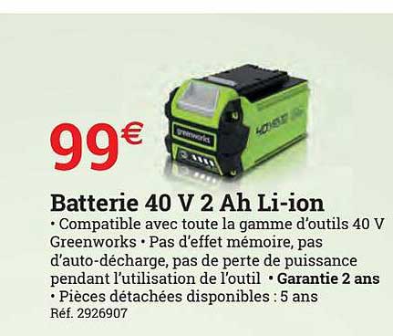 batterie 40 v 2 ah li-ion