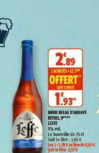 Bière Belge D'abbaye Rituel 9 Leffe
