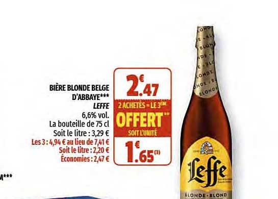 Bière Blonde Belge D'abbaye Leffe