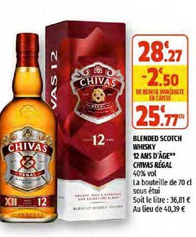 blended scotch whisky 12 ans d'âge chivas régal