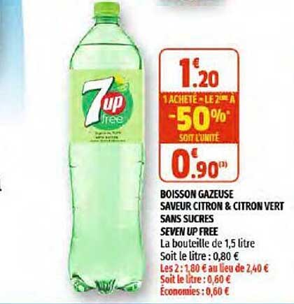 boisson gazeuse saveur citron & citron vert sans sucres seven up free