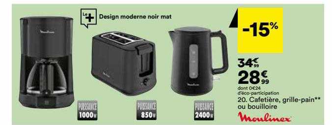 cafetière, grille-pain ou bouilloire moulinex