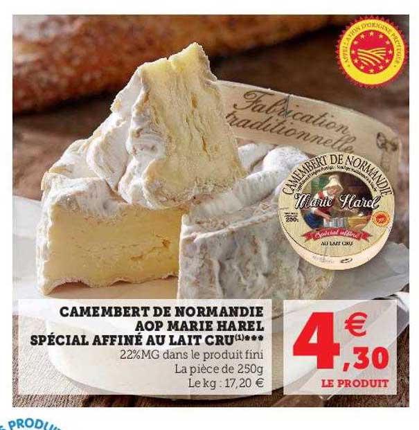camembert de normandie aop marie harel spécial affiné au lait cru