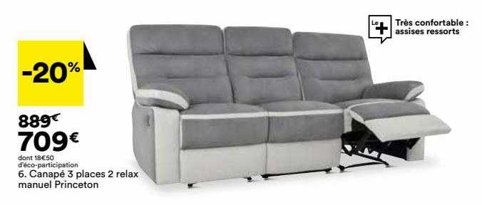 canapé 3 places 2 relax manuel princeton