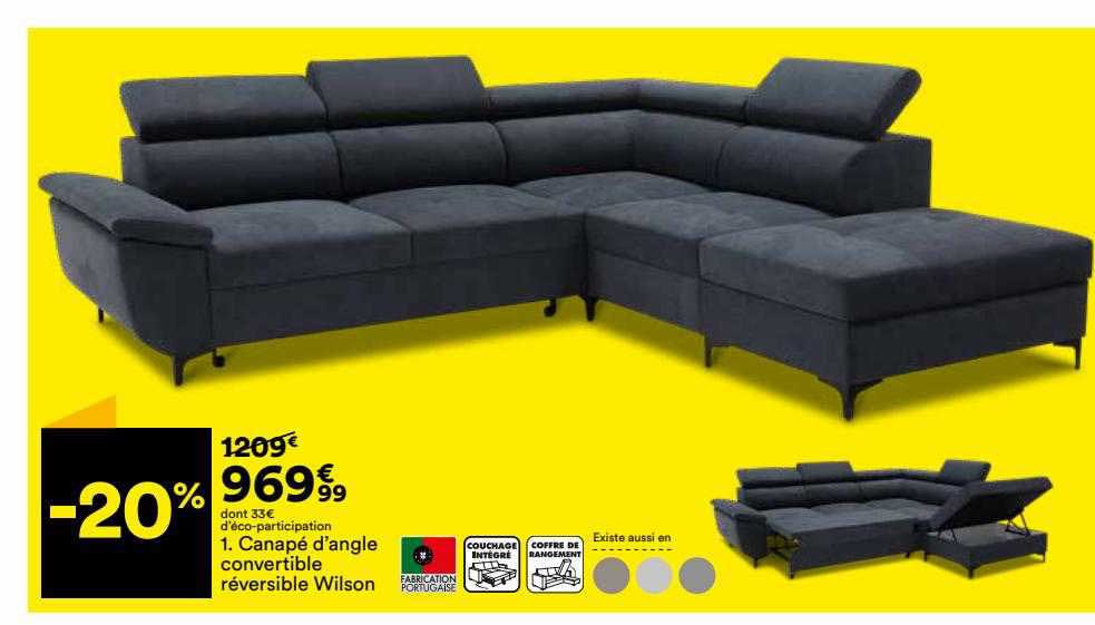 Canapé D'angle Convertible Réversible Wilson