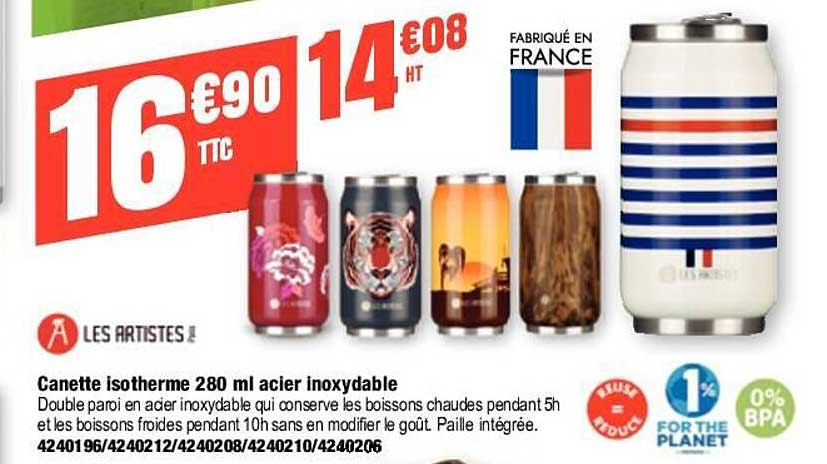 canette isotherme 280 ml acier inoxydable