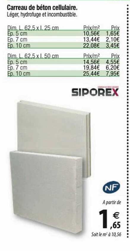 carreau de béton cellulaire siporex
