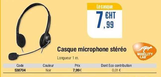 casque microphone stéréo