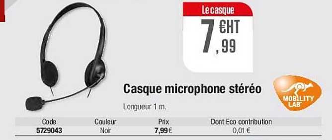 casque microphone stéréo mobility lab