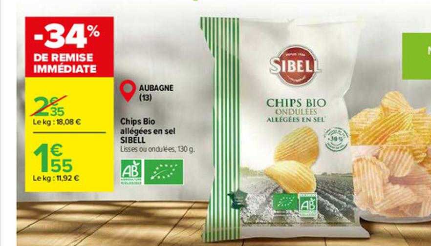 chips bio allégées en sel sibell