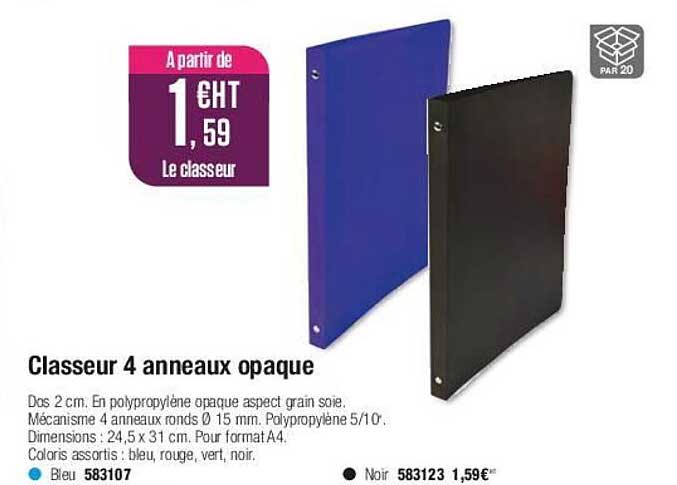 Classeur 4 Anneaux Opaque