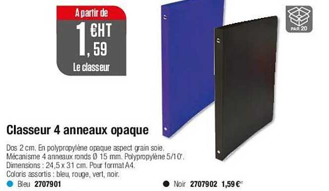 classeur 4 anneaux opaque