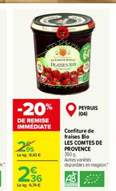 Confiture De Fraises Bio Les Comtes De Provence