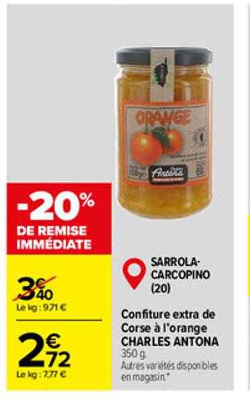 confiture extra de corse à l'orange charles antona