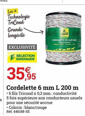 cordelette 6 mm l 200 m selection emeraude