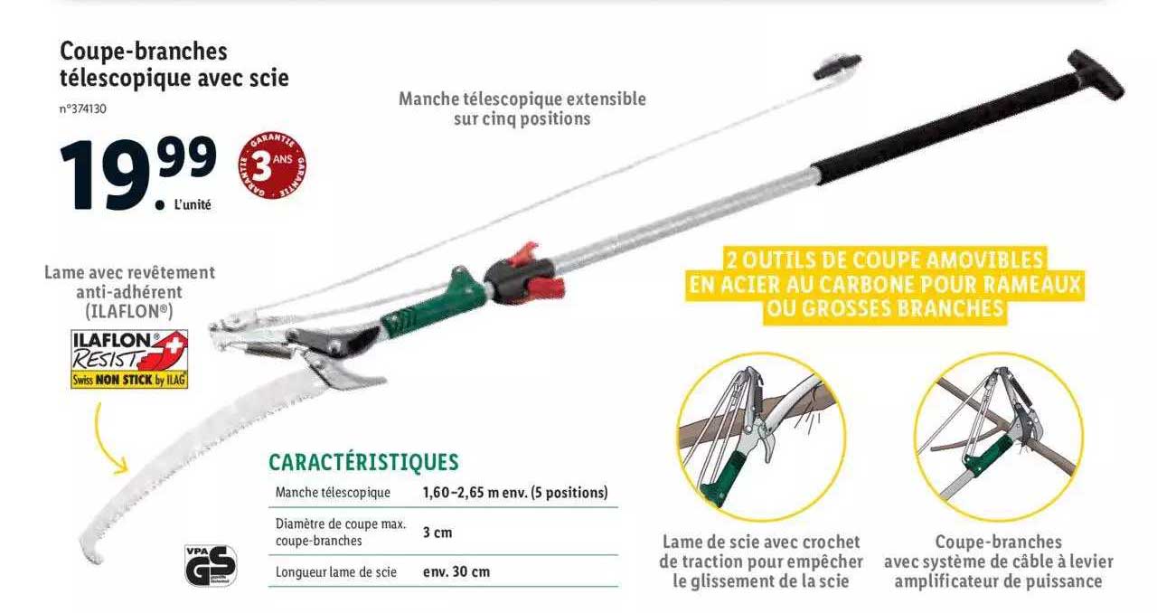 coupe-branches télescopique avec scie