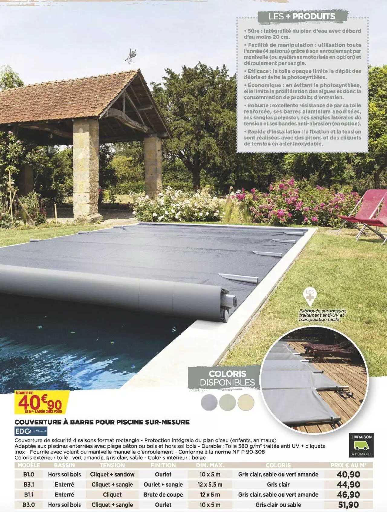 couverture à barre pour piscine sur-mesure edg
