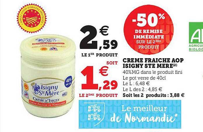 crème fraîche aop isigny ste mère