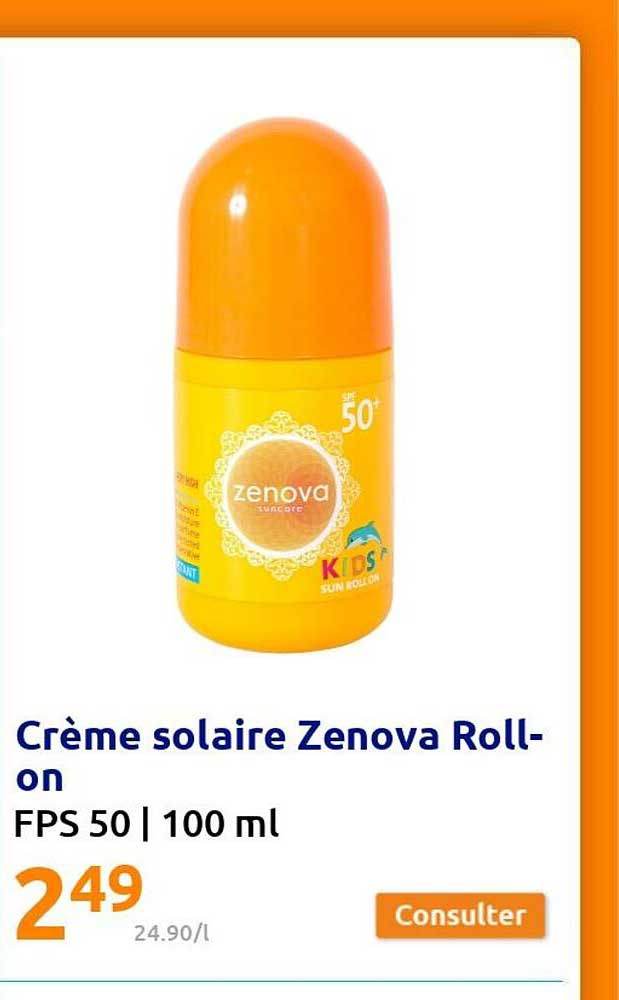 crème solaire zenova roll-on