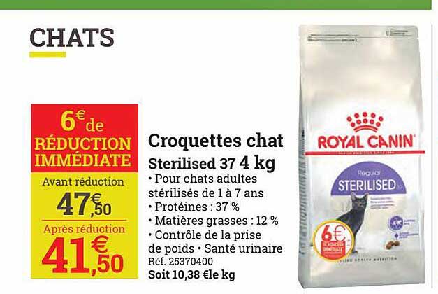 croquettes chat sterilised 37 4 kg royal canin