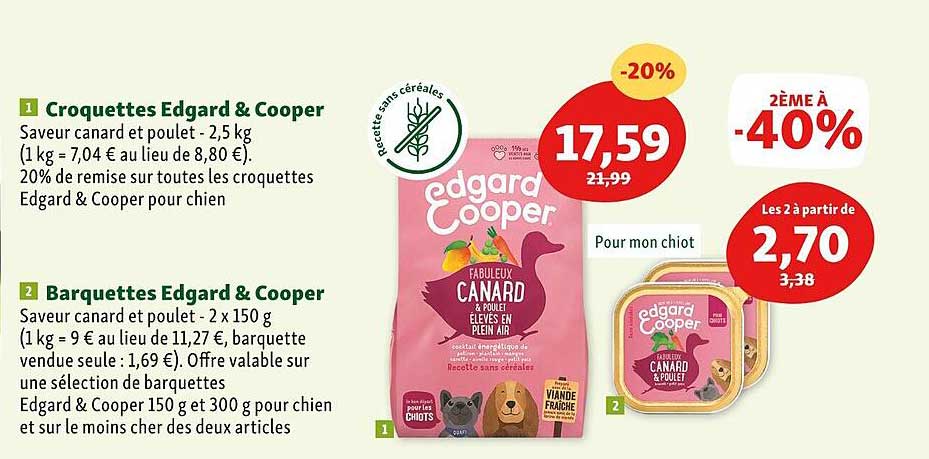 croquettes edgard & cooper barquettes edgard & cooper 2ème à -40%