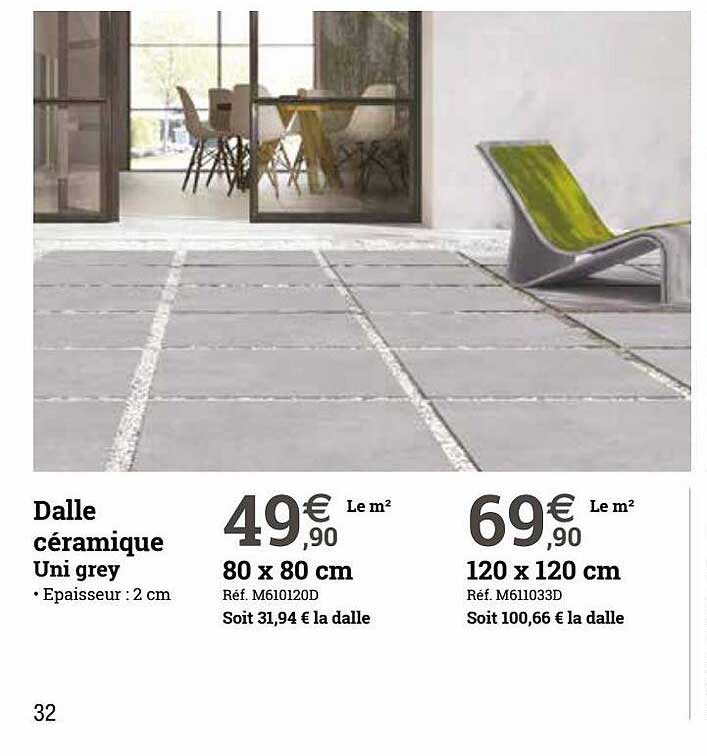 dalle céramique uni grey